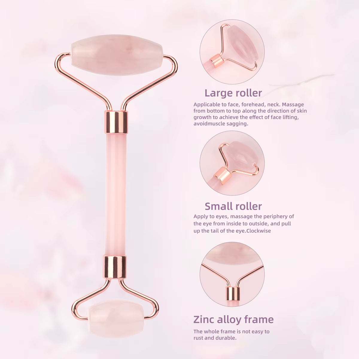 Natural Jade Face Roller Gua Sha Scraper Set Face Neck Body Skin Care Beauty Tool Portable Rose Quartz Facial Massager Tool